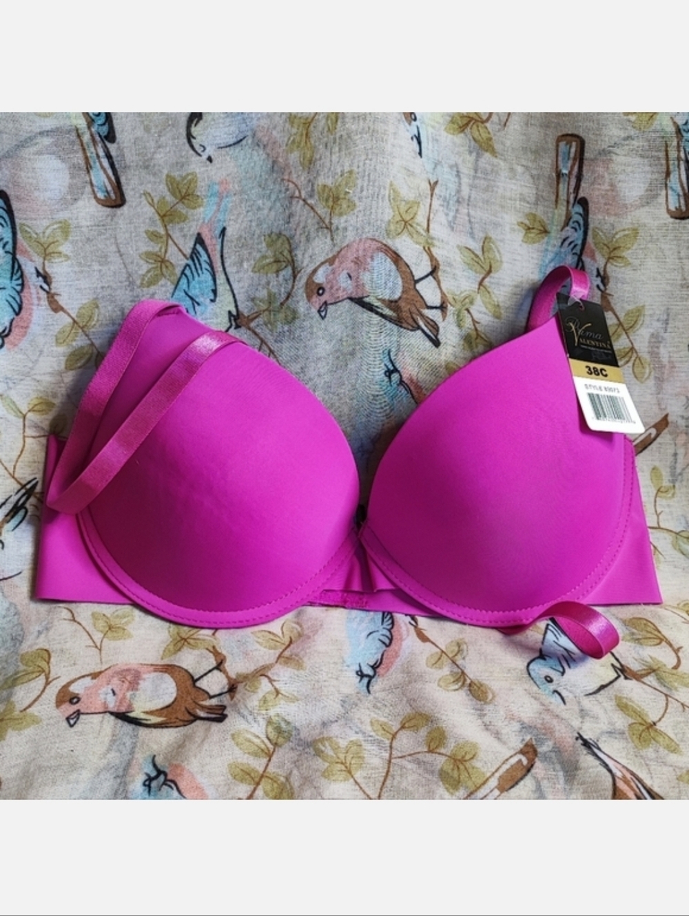 Prima Valentina Hot Pink Fuchsia Sexy Padded Bra Size 38C Brassiere NWT NEW